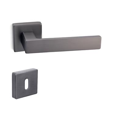 Fosil Rozetli Kapı Kolu Takımı Füme Renk