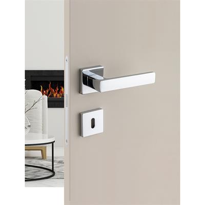 Fosil Rozetli Kapı Kolu Takımı Krom Renk