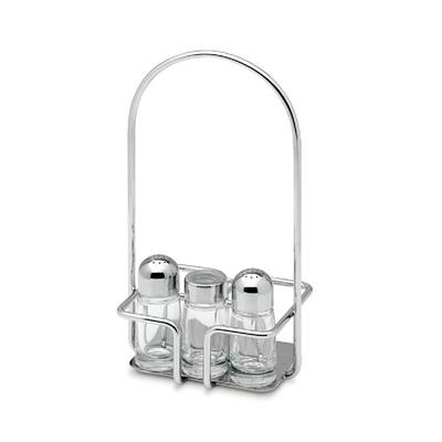 GianniniGümüş Renk Standlı 3 Parça Tuzluk Baharatlık Seti 14,5X11X27,5Cm