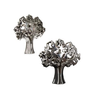 Gılde 2Li Dekoratif Obje Ağaç Seramik Gümüş Renkli L.9 cm W.30 cm Y.32 cm
