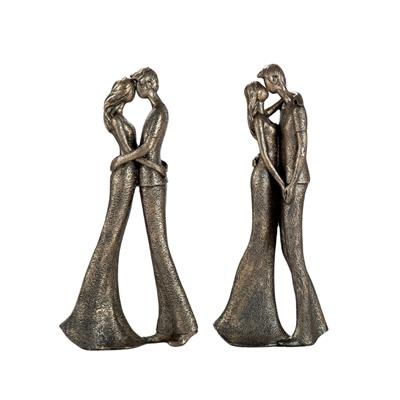 Gılde 2Li Figür Çift Sentetik Reçine Bronz Renkli L.5 cm G.13 cm Y.30 cm