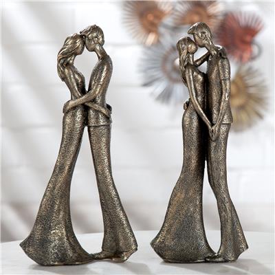 Gılde 2Li Figür Çift Sentetik Reçine Bronz Renkli L.5 cm G.13 cm Y.30 cm