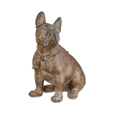 Gılde 2Li Figür Köpek Bulldog Poli Kahverengi L.21 cm W.14 cm H.24 cm