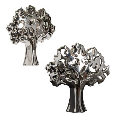 Gılde 2Lidekoratif Obje Ağaç Seramik Gümüş Renkli L.10 cm W.34 cm H.35 cm