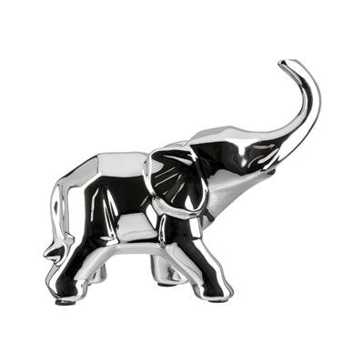 Gılde Figür Fil Seramik Gümüş Renkli Orta Boy L.10 cm W.23 cm H.20 cm