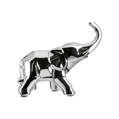 Gılde Figür Fil Seramik Gümüş Renkli Küçük Boy L.8 cm W.18 cm H.15 cm