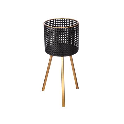 Gılde Ayaklı Metal Saksı Siyah/Gold Orta Boy 52 cm