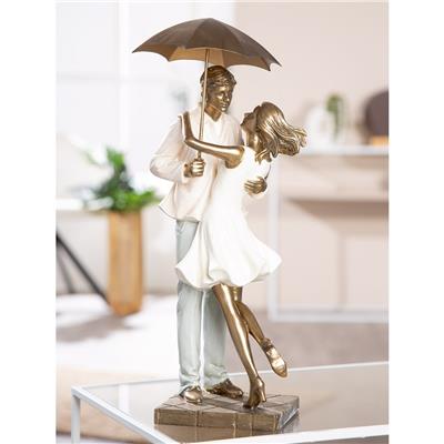 Gılde Çift Heykel Poli Krem Altın Renkli L.15 cm W.17 cm H.39 cm