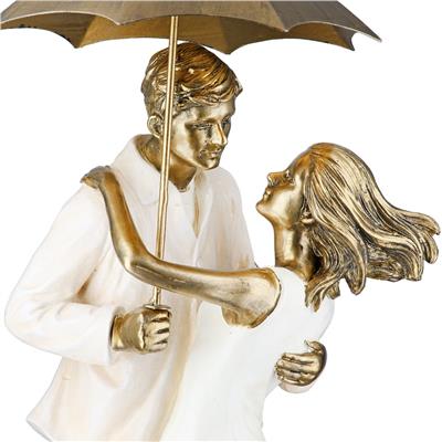 Gılde Çift Heykel Poli Krem Altın Renkli L.15 cm W.17 cm H.39 cm