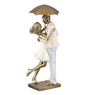 Gılde Çift Heykel Poli Krem Altın Renkli L.15 cm W.17 cm H.39 cm