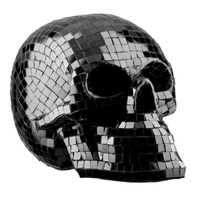 Gılde Dekoratif Kafatası Ayna Camı Siyah U.19 cm G.29 cm Y.18 cm