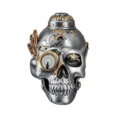 Gılde Dekoratif Obje Kafatası Sentetik Reçine Gümüş Renkli U.13 cm G.19 cm Y.15 cm