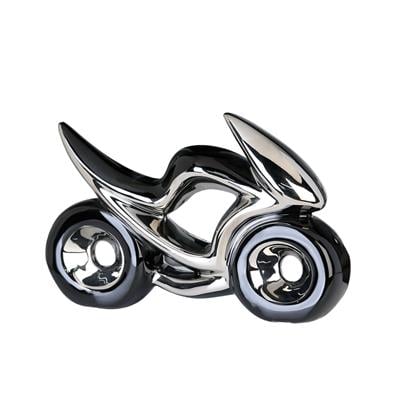 Gılde Dekoratif Obje Motosiklet Seramik Siyah/Gümüş Renkli G.23 cm Y.16 cm