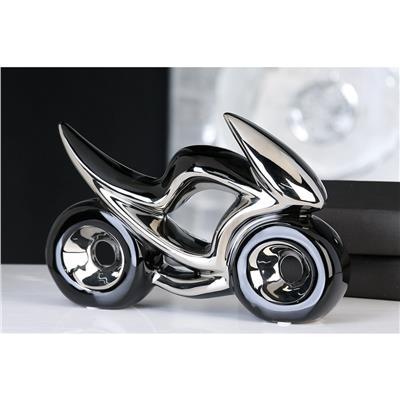 Gılde Dekoratif Obje Motosiklet Seramik Siyah/Gümüş Renkli G.23 cm Y.16 cm