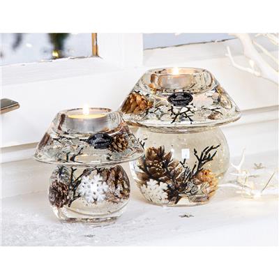Gılde Dreamlight Tealight Mumluk Noblesse Mini Kar Tanesi Motifli Cam Kahverengi Şeffaf L.10 cm W.10 cm H.10 cm