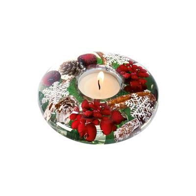 Gılde Dreamlight Tealight Mumluk Ufo Mini Kar Tanesi Motifi Cam Kırmızı Y.4 cm D.11 cm