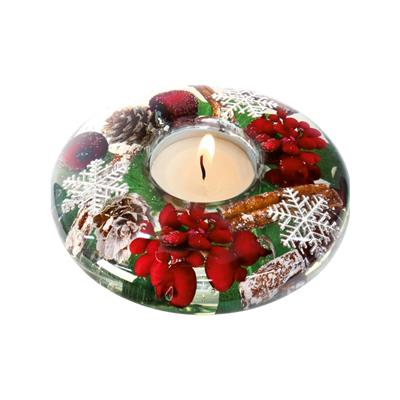Gılde Dreamlight Tealight Mumluk Ufo Mini Kar Tanesi Motifi Cam Kırmızı Y.4 cm D.11 cm