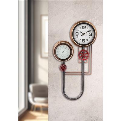 Gılde Duvar Saati Metal Siyah Bakır Renkli L.9 cm W.32 cm H.55 cm