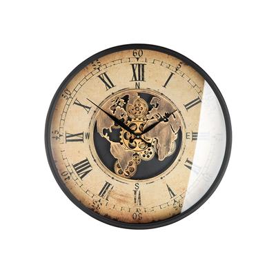 Gılde Duvar Saati Yuvarlak Dişli Motifli Metal Krem/Bakır Renkli L.8 cm D.60 cm