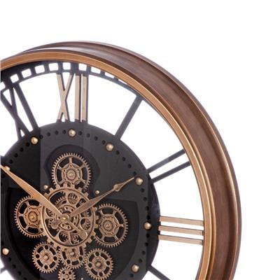 Gılde Duvar Saati Yuvarlak Dişli Motifli Metal Siyah Bakır Renkli L.10 cm D.60 cm
