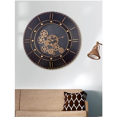 Gılde Duvar Saati Yuvarlak Dişli Motifli Metal Siyah L.9 cm D.60 cm