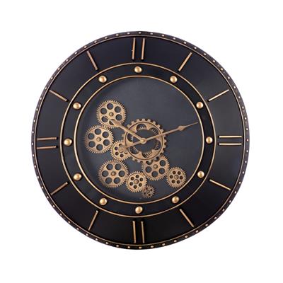 Gılde Duvar Saati Yuvarlak Dişli Motifli Metal Siyah L.9 cm D.60 cm