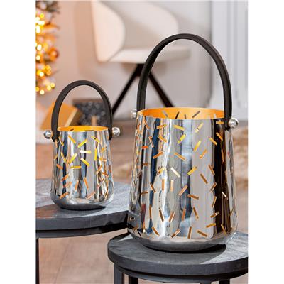 Gılde Fener Sprinkle Paslanmaz Çelik Gümüş Renkli Küçük Boy 19,5 cm