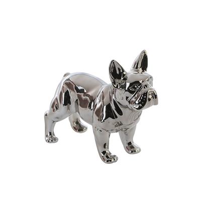 Gılde Figür Köpek Bulldog Gümüş Renkli W.35 cm H.29 cm