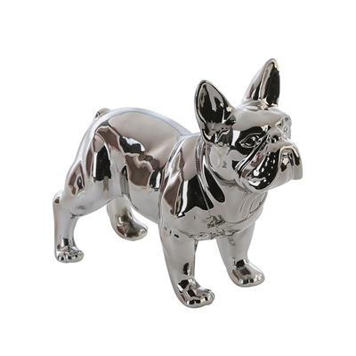 Gılde Figür Köpek Bulldog Gümüş Renkli W.35 cm H.29 cm