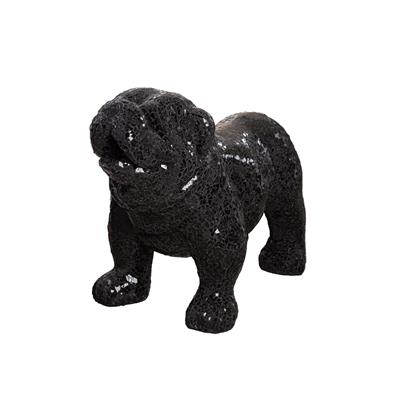 Gılde Figür Köpek Bulldog Kristal Cam Siyah L.30 cm W.42 cm H.42 cm