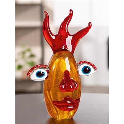 Gılde Glassart Dekoratif Obje Baş Cam Kahverengi L.10 cm W.15 cm H.24 cm