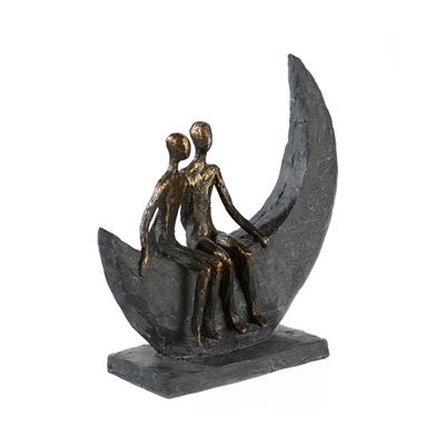 Gılde Heykel Çift Motifi Sentetik Reçine Gri Bronz Renkli L.8 cm W.21 cm H.23 cm