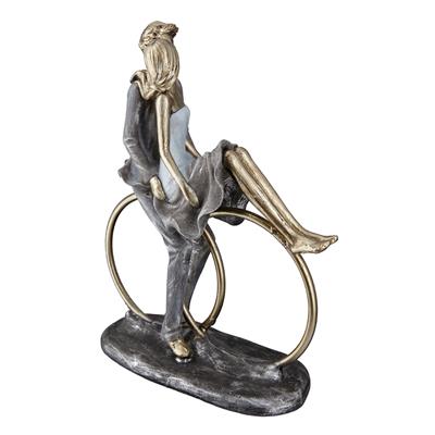 Gılde Heykel Çift Yüzük Motifi Sentetik Reçine Altın Rengi L.8 cm W.20 cm H.25 cm