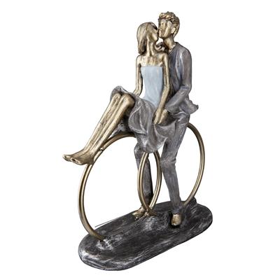 Gılde Heykel Çift Yüzük Motifi Sentetik Reçine Altın Rengi L.8 cm W.20 cm H.25 cm