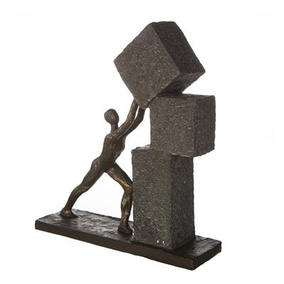 Gılde Heykel İnsan Motifi Sentetik Reçine Gri Bronz Renkli L.7 cm W.28 cm H.31 cm