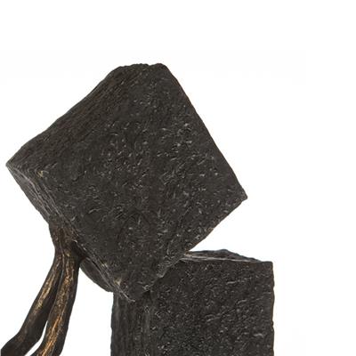 Gılde Heykel İnsan Motifi Sentetik Reçine Gri Bronz Renkli L.7 cm W.28 cm H.31 cm