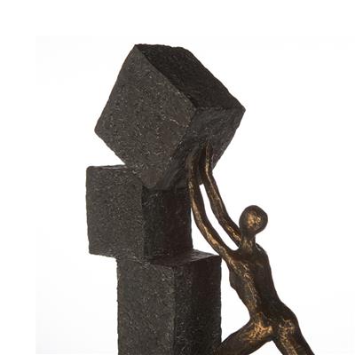 Gılde Heykel İnsan Motifi Sentetik Reçine Gri Bronz Renkli L.7 cm W.28 cm H.31 cm