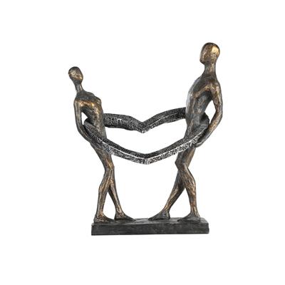 Gılde Heykel Kalp Çift Motifi Sentetik Reçine Gri Bronz Renkli L.13 cm W.26 cm H.31 cm