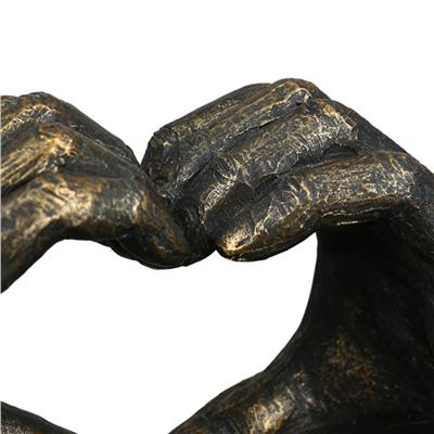 Gılde Heykel Kalp El Motifi Polyester Bronz Renkli L.10 cm W.36 cm H.15 cm