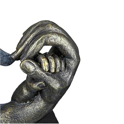 Gılde Kalp Heykel El Motifi Sentetik Reçine Gri Bronz Renkli L.7 cm W.16 cm H.14 cm