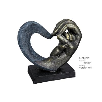 Gılde Kalp Heykel El Motifi Sentetik Reçine Gri Bronz Renkli L.7 cm W.16 cm H.14 cm
