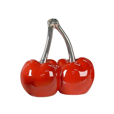Gılde Kiraz Dekoratif Obje Seramik Kırmızı Büyük Boy W.22 cm H.21 cm