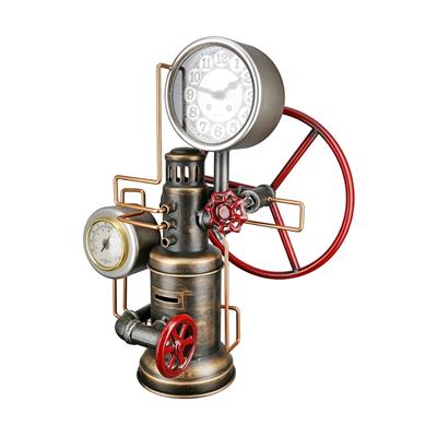 Gılde Kumbara Yer/Masa Saati Metal Kırmızı Siyah Bakır Rengi Gümüş Renkli L.19 cm G.35 cm Y.43 cm