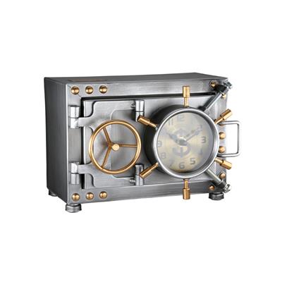 Gılde Kumbara Zemin/Masa Saati Kasa Metal Gümüş Renkli L.17 cm G.24 cm Y.18 cm