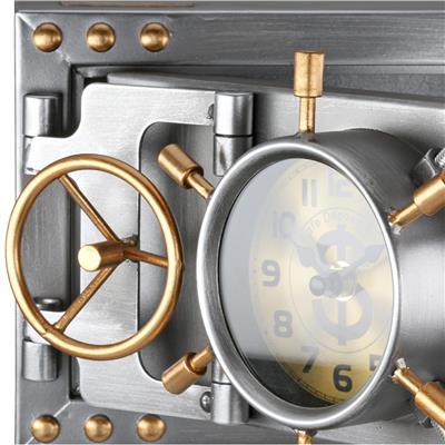 Gılde Kumbara Zemin/Masa Saati Kasa Metal Gümüş Renkli L.17 cm G.24 cm Y.18 cm