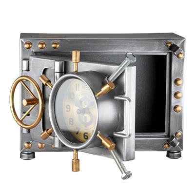 Gılde Kumbara Zemin/Masa Saati Kasa Metal Gümüş Renkli L.17 cm G.24 cm Y.18 cm