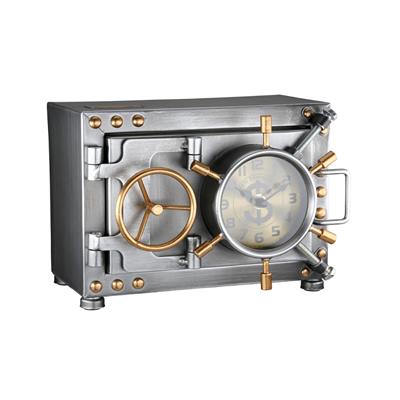Gılde Kumbara Zemin/Masa Saati Kasa Metal Gümüş Renkli L.17 cm G.24 cm Y.18 cm