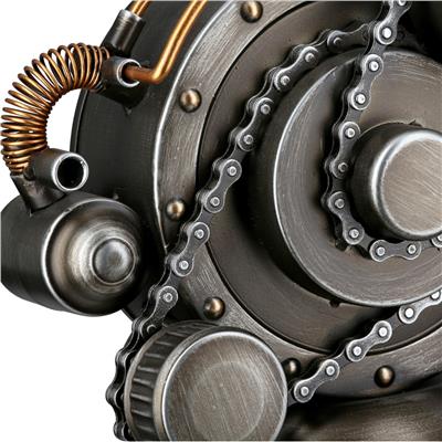 Gılde Para Kutusu Yer/Masa Saati Yuvarlak Metal Gümüş Renkli L.14 cm G.24 cm Y.25 cm