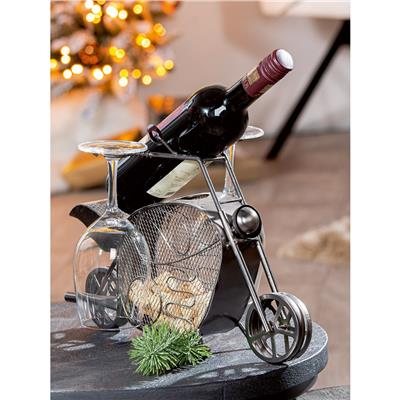 Gılde Şişe Tutucu Motosiklet Metal Antrasit L.23 cm W.37 cm Y.27 cm