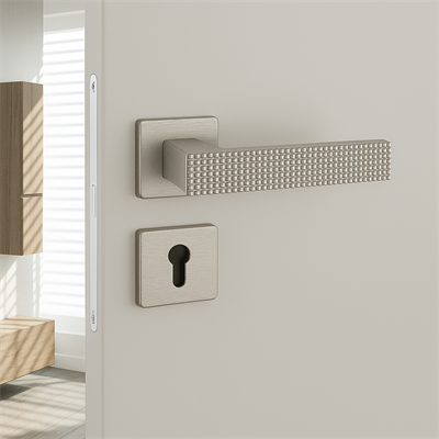 Gıze Rozetli Kapı Kolu Nikel Saten Renk